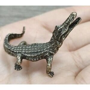 Brass‎ Alligator Small Gator Figurine Brass Animals Toys Collectible New